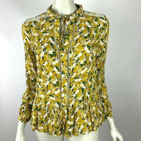 Anthropologie Maeve Rabbit Blouse Top Bunny Print - Picture 1 of 12